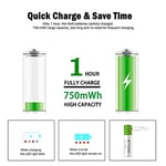 USB AAA Lityum iyon Şarj Edilebilir Pil, Yüksek Kapasiteli 1.5V 750mWh Şarj Edilebilir AAA Pil, 1 H Hızlı Şarj, C Tipi Bağlantı Noktası Kablosu ile 1200 Döngü, Sabit Çıkış, 4'lü Paket (4 AAA)…