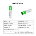 USB AAA Lityum iyon Şarj Edilebilir Pil, Yüksek Kapasiteli 1.5V 750mWh Şarj Edilebilir AAA Pil, 1 H Hızlı Şarj, C Tipi Bağlantı Noktası Kablosu ile 1200 Döngü, Sabit Çıkış, 4'lü Paket (4 AAA)…