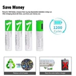 USB AAA Lityum iyon Şarj Edilebilir Pil, 1.5V 750mWh Şarj Edilebilir AAA Pil, 1 H Hızlı Şarj, C Tipi Bağlantı Noktası Kablosu ile 1200 Döngü, Sabit Çıkış, 8'li Paket