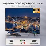 USB C DisplayPort 1.4 Kablo (8K@60Hz, 4K@240Hz, 2K@360Hz) HDR HDCP Type C to DP [Thunderbolt 5/4/3, DeX Mode Uyumlu], iPhone 15/16/17 Pro, MacBook, iPad Pro/Air - Seçenekler: 1 Metre, 2 Metre, 3 Metre