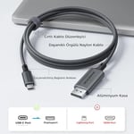 USB C DisplayPort 1.4 Kablo (8K@60Hz, 4K@240Hz, 2K@360Hz) HDR HDCP Type C to DP [Thunderbolt 5/4/3, DeX Mode Uyumlu], iPhone 15/16/17 Pro, MacBook, iPad Pro/Air - Seçenekler: 1 Metre, 2 Metre, 3 Metre