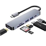 USB C HUB, MacBook Pro ve Hava Aksesuarları için Çoklu Bağlantı Noktalı USB C Adaptörü, 4K HDMI, USB 3.0, SD/TF Kart Okuyucu, 100W PD Dizüstü Bilgisayar ve Diğer C Tipi Cihazlar için Uyumlu