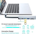 USB C HUB, MacBook Pro ve Hava Aksesuarları için Çoklu Bağlantı Noktalı USB C Adaptörü, 4K HDMI, USB 3.0, SD/TF Kart Okuyucu, 100W PD Dizüstü Bilgisayar ve Diğer C Tipi Cihazlar için Uyumlu