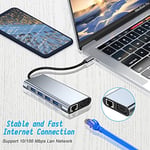 USB C HUB, Yerleştirme İstasyonu, 11'i 1 arada USB C Adaptörü, 4K HDMI, VGA, USB 3.0 Bağlantı Noktaları, C Tipi PD, Gigablit Ethernet RJ45, SD/TF Kartları, 3,5 mm AUX, MacBook Pro/Air ile Uyumlu, Daha