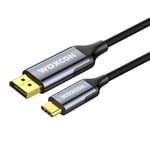 USB-C to Display Port Cable, DP1.4, USB 3.2 Standart, 8K 30Hz, 4K 120Hz Desteği, Thunderbolt 4, Thunderbolt 3, 2 Metre, En Yeni Model