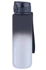 Uzspace 1000ml Büyük Boy Soft Touch Çift Renk Motivasyon Tritan Su Matarası (Siyah-Beyaz)