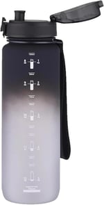 Uzspace 1000ml Büyük Boy Soft Touch Çift Renk Motivasyon Tritan Su Matarası (Siyah-Beyaz)