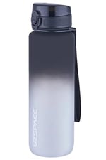 Uzspace 1000ml Büyük Boy Soft Touch Çift Renk Motivasyon Tritan Su Matarası (Siyah-Beyaz)