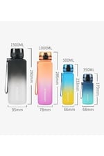 Uzspace 1000ml Büyük Boy Soft Touch Çift Renk Motivasyon Tritan Su Matarası (Siyah-Beyaz)