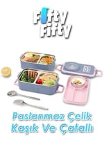 Uzspace 1200 ML İki Kat Dört Bölme Paslanmaz Çelik Lunch Box Yeni Nesil Sefer Tası-Sos Kaseli Model-FFLBOX8023 (Turuncu)