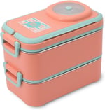 Uzspace 1200 ML İki Kat Dört Bölme Paslanmaz Çelik Lunch Box Yeni Nesil Sefer Tası-Sos Kaseli Model-FFLBOX8023 (Turuncu)