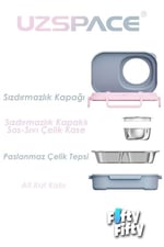 Uzspace 600 ML Çorba Kaseli-Çelik Kaşık Çatallı Paslanmaz Çelik Bento Lunch Box Yeni Nesil Sefer Tası-FFLBOX8021600 (Turuncu)