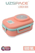 Uzspace 600 ML Çorba Kaseli-Çelik Kaşık Çatallı Paslanmaz Çelik Bento Lunch Box Yeni Nesil Sefer Tası-FFLBOX8021600 (Turuncu)