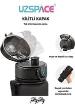Uzspace 800ml -Yeni Ebat-Boy 25 cm-Tritan Su Matarası Bpa Koku Sızdırma Yok (FF SİYAH)