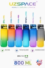 Uzspace 800ml -YENİ EBAT-Çift Renk Softtouch Tritan Su Matarası