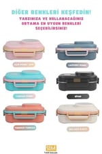 Uzspace Bento 1100ml Lunchbox Tek Katlı 3 Bölmeli Kaseli Çelik Sefer Tası Yemek Kutusu (Açık Pembe-Sarı)