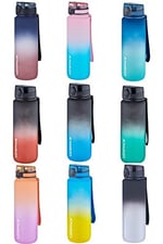 Uzspace FiftyFifty 1000ml BÜYÜK BOY Çift Renk Softtouch FF Collection Tritan Su Matarası Turuncu-Mor