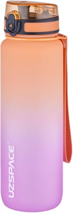 Uzspace FiftyFifty 1000ml BÜYÜK BOY Çift Renk Softtouch FF Collection Tritan Su Matarası Turuncu-Mor