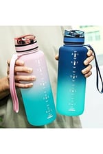 Uzspace Motivasyon Matarası 1500 ml MEGA BÜYÜK BOY Çift Renk 8 Farklı Renk