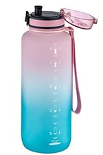 Uzspace Motivasyon Matarası 1500 ml MEGA BÜYÜK BOY Çift Renk 8 Farklı Renk