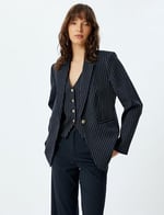 Uzun Blazer Ceket Kruvaze Regular Fit