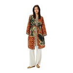 Uzun Kimono Beli Kuşaklı Desenli
