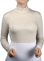 Uzun Kol Balıkçı Yaka Boğazlı Likralı Penye Kadın Yarım Body