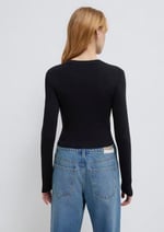 Uzun Kollu Siyah Crop Basic Tişört Crop/Kısa Kesim 1612822-900 - Bedenler: XS, S, M