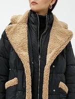 Uzun Şişme Mont Kemerli Peluş Detaylı