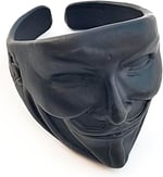V For Vendetta Maske Model Ayarlanabilir Siyah Erkek Yüzük