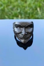 V For Vendetta Maske Model Ayarlanabilir Siyah Erkek Yüzük