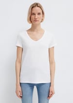 V Yaka Beyaz Basic Tişört Fitted/Vücuda Oturan Kesim 168260-620