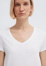 V Yaka Beyaz Basic Tişört Fitted/Vücuda Oturan Kesim 168260-620