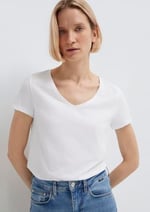 V Yaka Beyaz Basic Tişört Fitted/Vücuda Oturan Kesim 168260-620