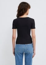 V Yaka Siyah Basic Tişört Fitted/Vücuda Oturan Kesim 1601040-900