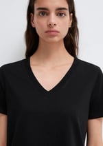 V Yaka Siyah Basic Tişört Loose Fit/Bol Rahat Kesim 166248-900