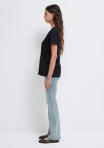 V Yaka Siyah Basic Tişört Loose Fit/Bol Rahat Kesim 166248-900