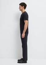 V Yaka Streç Siyah Basic Tişört Fitted/Vücuda Oturan Kesim 061748-900