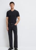 V Yaka Streç Siyah Basic Tişört Fitted/Vücuda Oturan Kesim 061748-900
