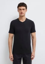 V Yaka Streç Siyah Basic Tişört Fitted/Vücuda Oturan Kesim 061748-900