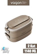 Vagonlife 1140 ML 2 Kat Paslanmaz Çelik Çorba Kaseli Bento Lunch Box Yeni Nesil Sefer Tası -FFLBOX10403