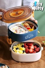 Vagonlife 1200 ML İki Kat Üç Bölme Paslanmaz Çelik Bento Lunch Box Yeni Nesil Sefer Tası-ÇatallıKaşık-FFLBOX50251