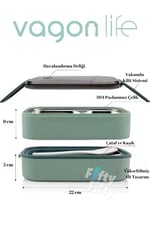 Vagonlife 1400 ML İki Kat Üç Bölme Paslanmaz Çelik Bento Lunch Box Yeni Nesil Sefer Tası -Çatal/Kaşıklı Model-ffbl50002