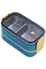 Vagonlife 1400 ML İki Kat Üç Bölme Paslanmaz Çelik Bento Lunch Box Yeni Nesil Sefer Tası -Çatal/Kaşıklı Model-ffbl50002