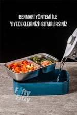 Vagonlife 1400 ML İki Kat Üç Bölme Paslanmaz Çelik Bento Lunch Box Yeni Nesil Sefer Tası -Çatal/Kaşıklı Model-ffbl50002