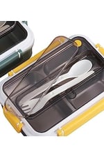 Vagonlife Bento 1000ml Lunchbox Tek Katlı 3 Bölmeli Çelik Sefer Tası Yemek Kutusu (Koyu Yeşil)