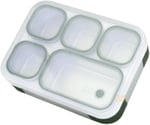 Vagonlife Bento 1000ml Lunchbox Tek Katlı 5 Bölmeli Çelik Sefer Tası Yemek Kutusu (Koyu Yeşil)
