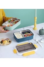 Vagonlife Bento 1000ml Lunchbox Tek Katlı 3 Bölmeli Çelik Sefer Tası Yemek Kutusu (Koyu Yeşil)