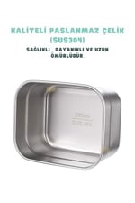 Vagonlife Bento 1000ml Lunchbox Tek Katlı 5 Bölmeli Çelik Sefer Tası Yemek Kutusu (Koyu Yeşil)