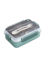 Vagonlife Bento 1000ml Lunchbox Tek Katlı 3 Bölmeli Çelik Sefer Tası Yemek Kutusu (Koyu Yeşil)